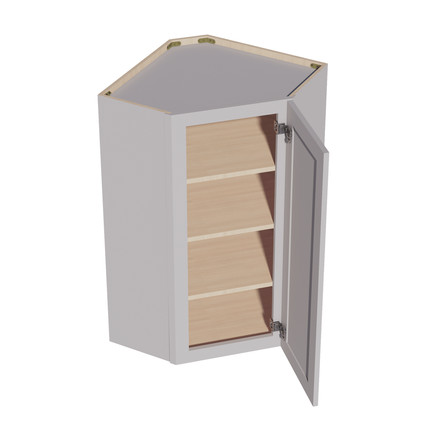 HA - WDC2442: Ash Gray Shaker 24"W x 42"H 1 Door & 2 Shelves Diagonal Wall Corner Cabinet - NextCabinets