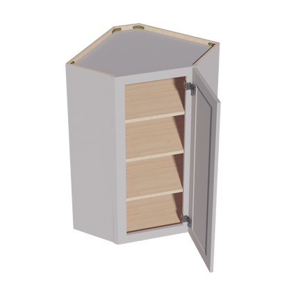 HA - WDC2442: Ash Gray Shaker 24"W x 42"H 1 Door & 2 Shelves Diagonal Wall Corner Cabinet - NextCabinets