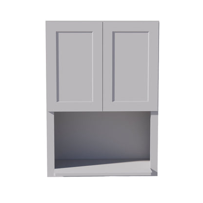 HA - WM3042: Ash Gray Shaker 30"W x 42"H 2 Door & 1 Shelf Wall Built - in Microwave Cabinets - NextCabinets