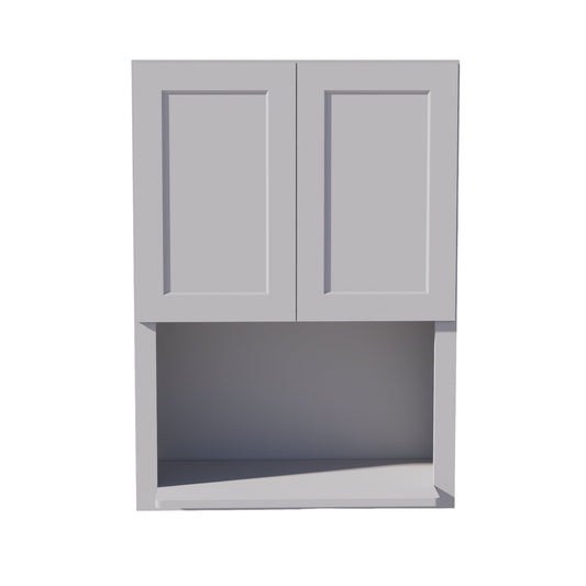 HA - WM3042: Ash Gray Shaker 30"W x 42"H 2 Door & 1 Shelf Wall Built - in Microwave Cabinets - NextCabinets