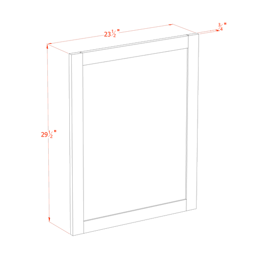 HA - WP - BASE: Ash Gray Shaker 23 - 1/2"W x 29 - 1/2"H x 3/4"D Wainscot Panel Base - NextCabinets