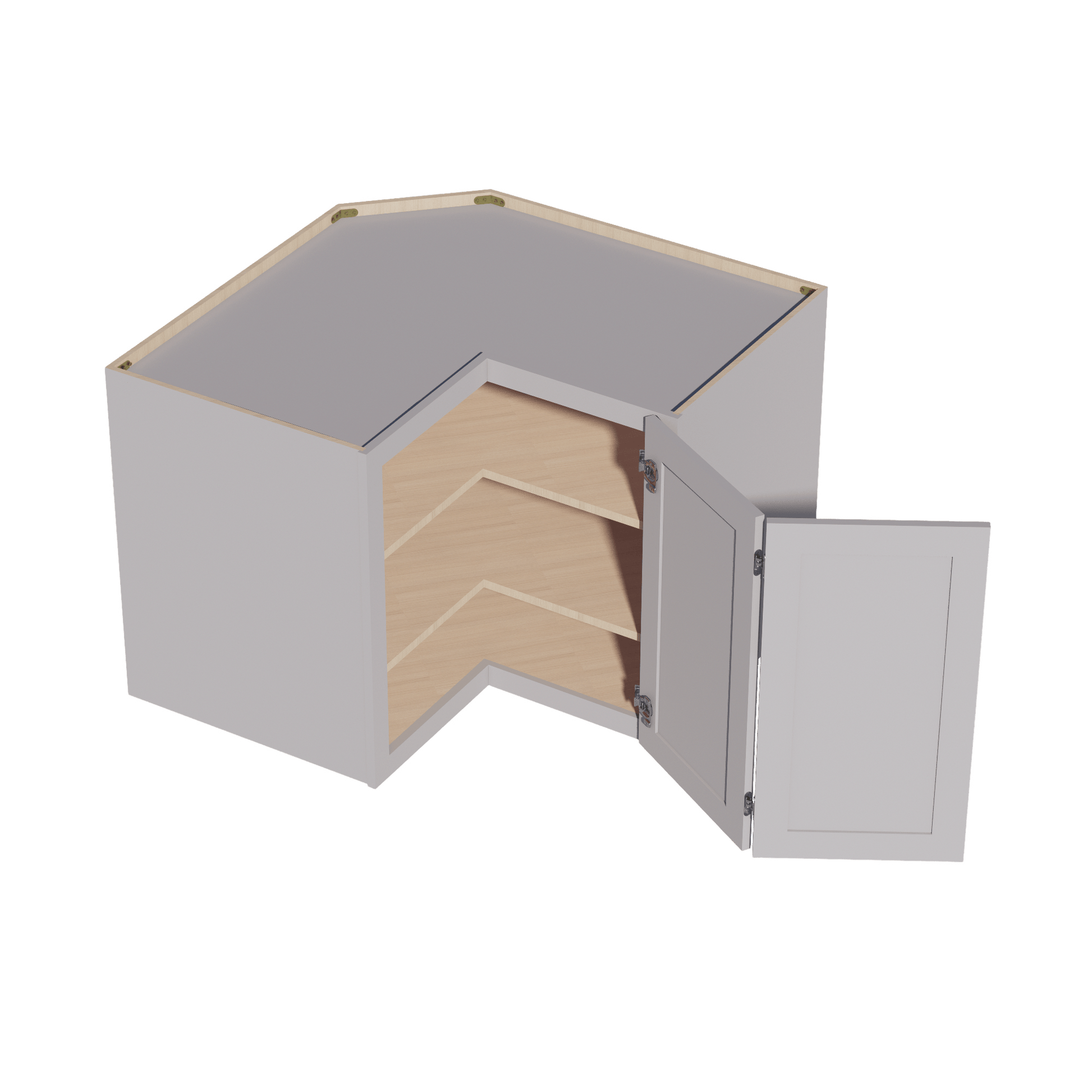 HA - WPC2430: Ash Gray Shaker 24"W x 30"H 1 Door & 2 Shelves Pie Cut Wall Corner Cabinet - NextCabinets