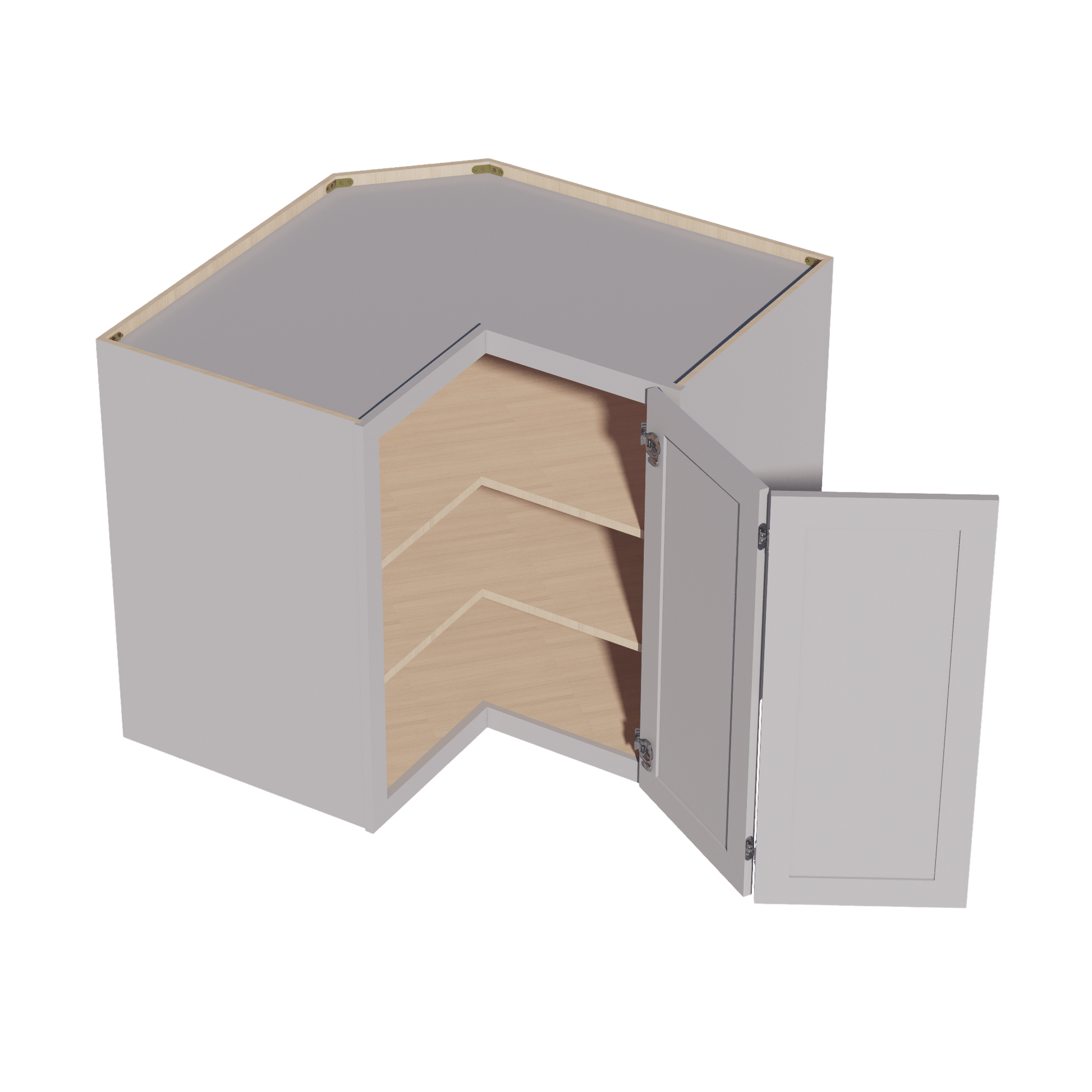 HA - WPC2436: Ash Gray Shaker 24"W x 36"H 1 Door & 2 Shelves Pie Cut Wall Corner Cabinet - NextCabinets