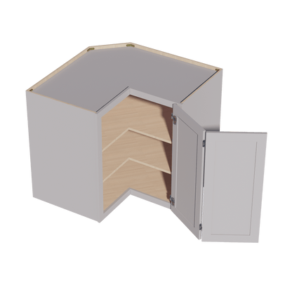 HA - WPC2436: Ash Gray Shaker 24"W x 36"H 1 Door & 2 Shelves Pie Cut Wall Corner Cabinet - NextCabinets