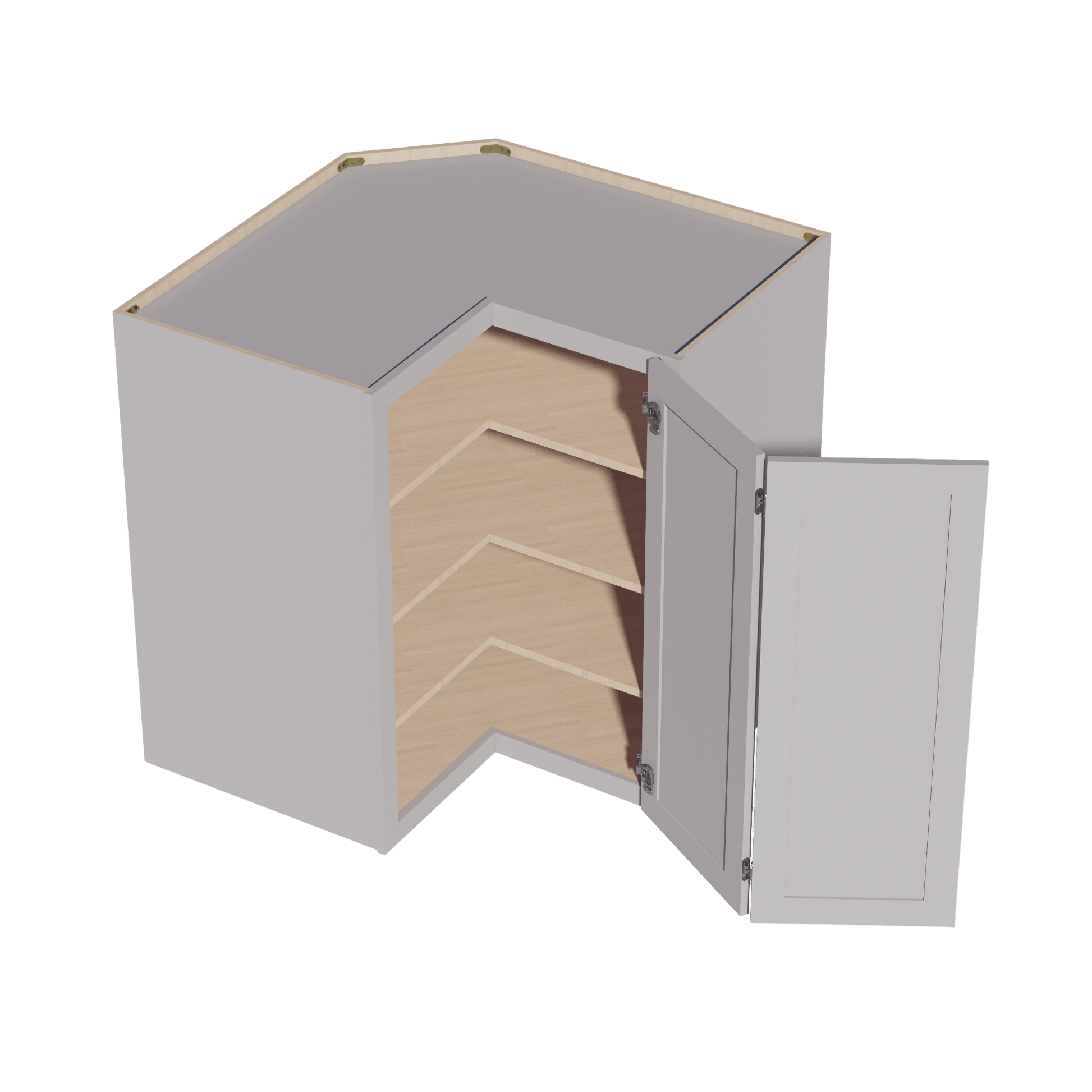 HA - WPC2442: Ash Gray Shaker 24"W x 42"H 1 Door & 3 Shelves Pie Cut Wall Corner Cabinet - NextCabinets