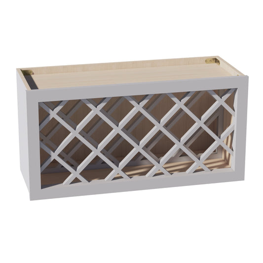 HA - WR3015: Ash Gray Shaker 30"W x 15"H x 12"D Wall Wine Rack Incl. Shelf - NextCabinets
