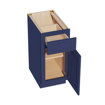 HB - B15: Indigo Blue Shaker 15" 1 Drawer 1 Door Standard Base Cabinet - NextCabinets