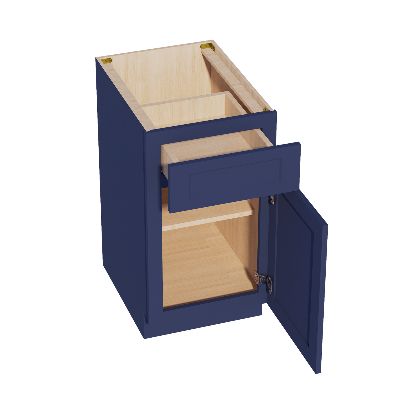 HB - B18: Indigo Blue Shaker 18" 1 Drawer 1 Door Standard Base Cabinet - NextCabinets