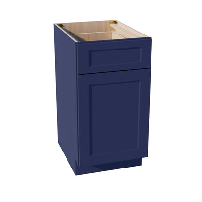 HB - B18TR: Indigo Blue Shaker 18" 1 Drawer Trash Pull Out Base Cabinets - NextCabinets