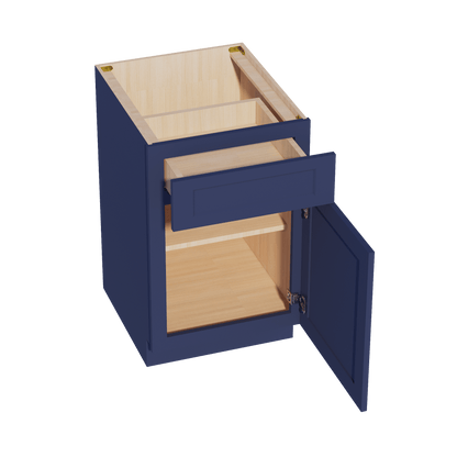 HB - B21: Indigo Blue Shaker 21" 1 Drawer 1 Door Standard Base Cabinet - NextCabinets