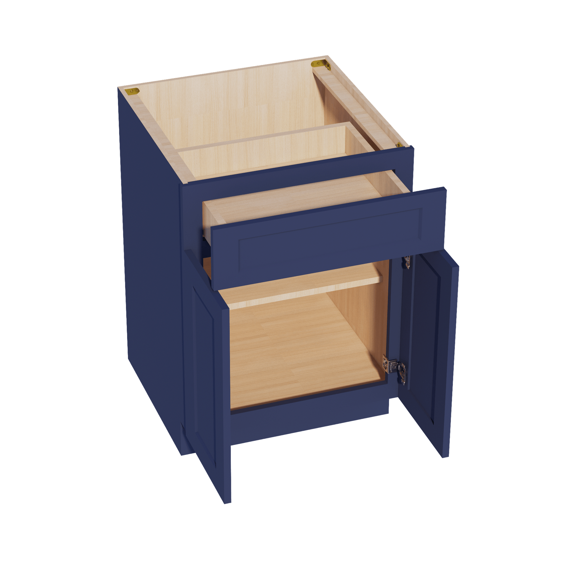 HB - B24: Indigo Blue Shaker 24" 1 Drawer 2 Doors Standard Base Cabinet - NextCabinets