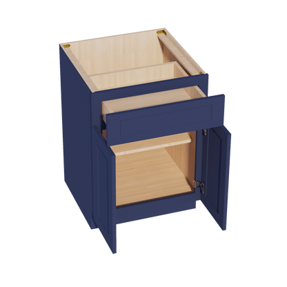 HB - B24: Indigo Blue Shaker 24" 1 Drawer 2 Doors Standard Base Cabinet - NextCabinets