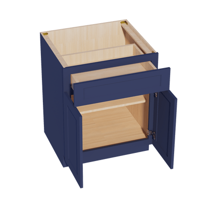 HB - B27: Indigo Blue Shaker 27" 1 Drawer 2 Doors Standard Base Cabinet - NextCabinets