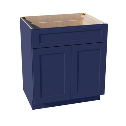 HB - B30: Indigo Blue Shaker 30" 1 Drawer 2 Door Standard Base Cabinet - NextCabinets