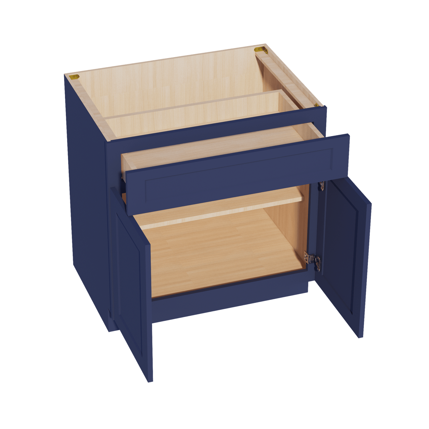HB - B33: Indigo Blue Shaker 33" 1 Drawer 2 Doors Standard Base Cabinet - NextCabinets