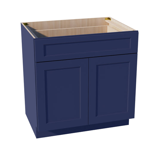HB - B33: Indigo Blue Shaker 33" 1 Drawer 2 Doors Standard Base Cabinet - NextCabinets