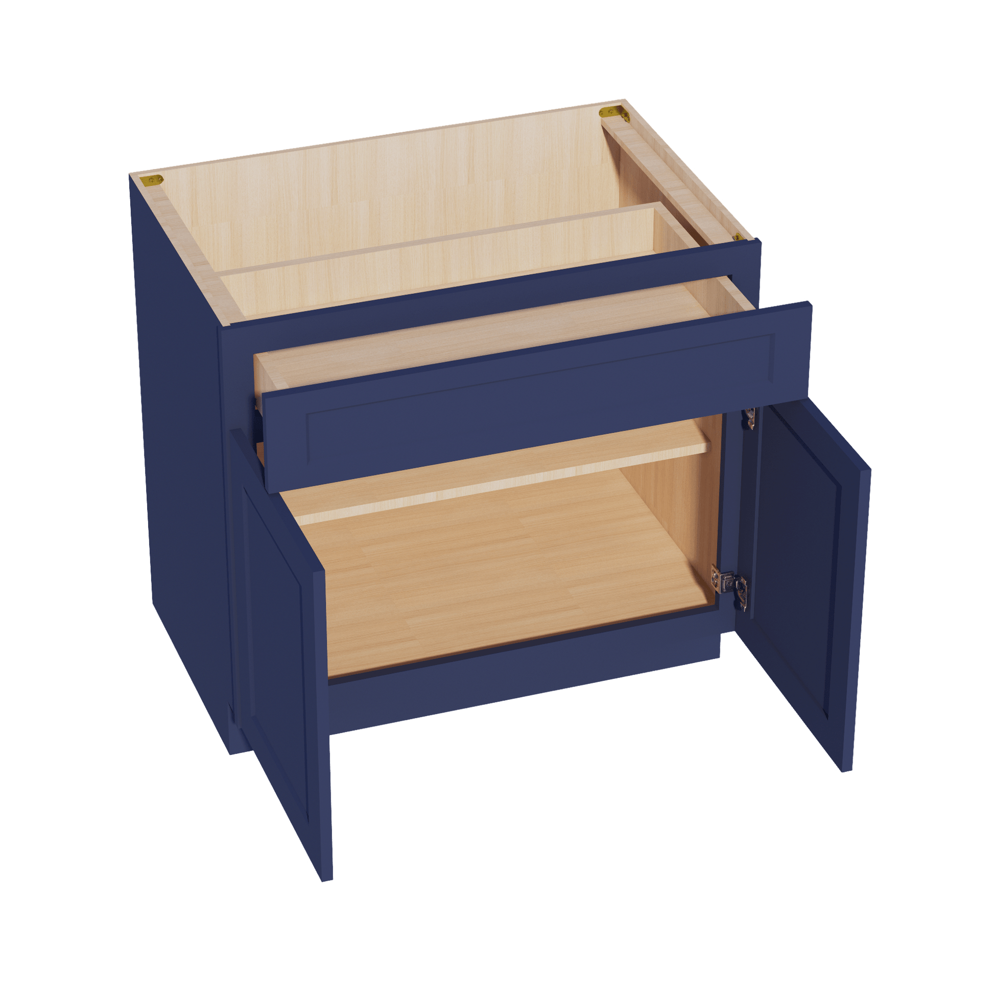 HB - B36: Indigo Blue Shaker 36" 1 Drawer 2 Doors Standard Base Cabinet - NextCabinets