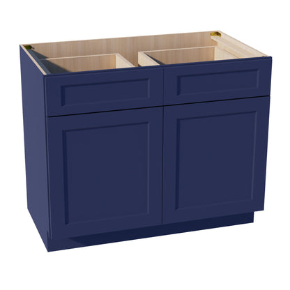 HB - B42: Indigo Blue Shaker 42" 2 Drawers 2 Doors Standard Base Cabinet - NextCabinets
