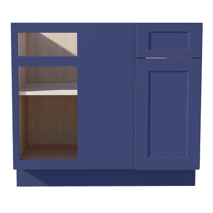 HB - BBC39/42: Indigo Blue Shaker 39" 1 Door & 1 Drawer Blind Corner Base Cabinets - NextCabinets