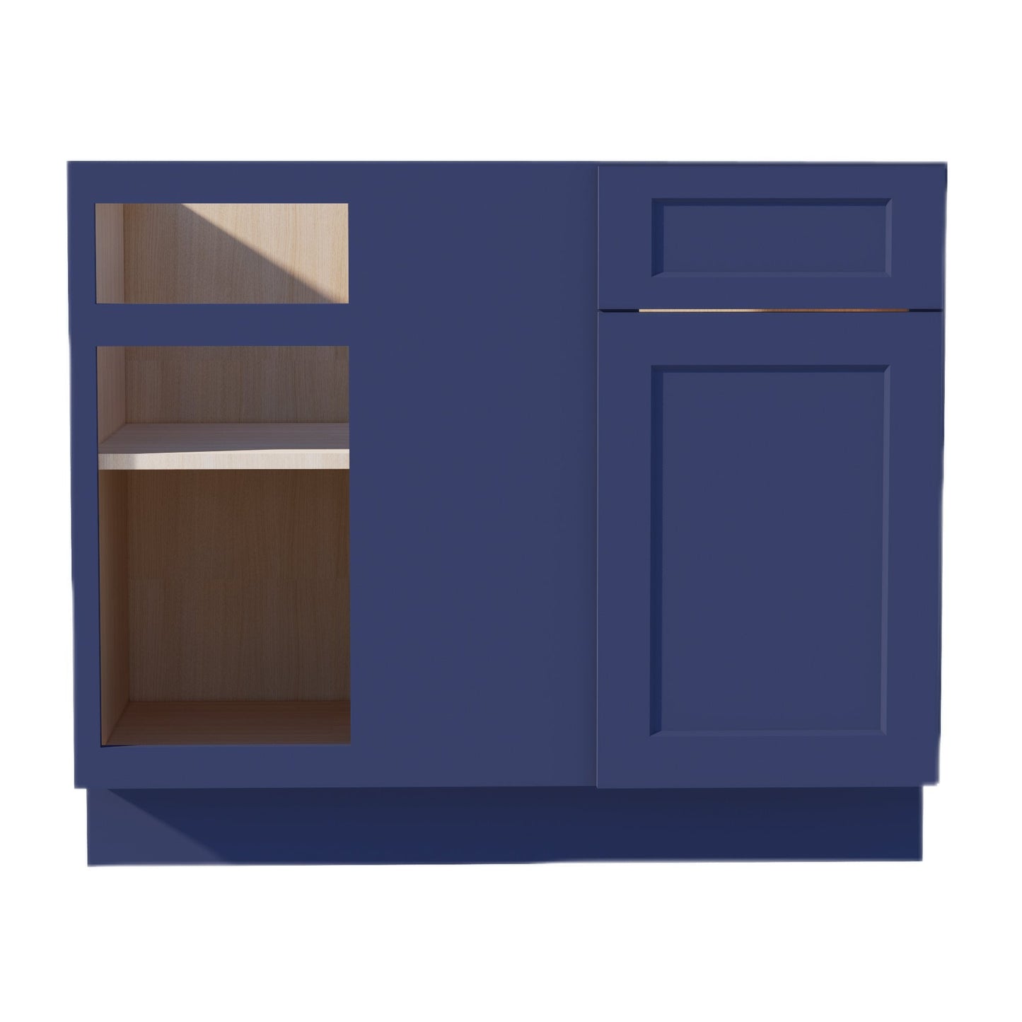 HB - BBC42/45: Indigo Blue Shaker 42" 1 Door & 1 Drawer Blind Corner Base Cabinets - NextCabinets