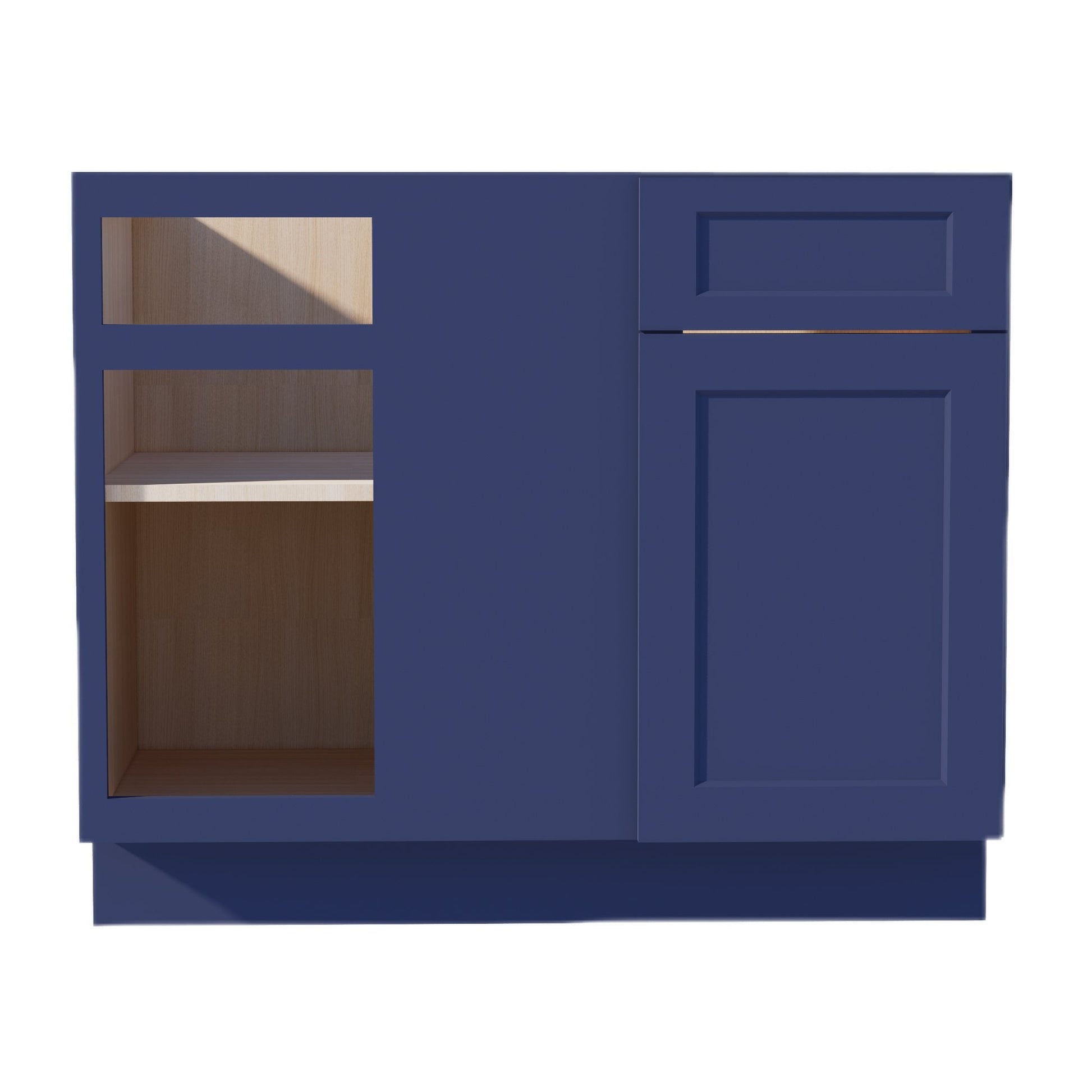 HB - BBC42/45: Indigo Blue Shaker 42" 1 Door & 1 Drawer Blind Corner Base Cabinets - NextCabinets