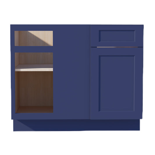 HB - BBC42/45: Indigo Blue Shaker 42" 1 Door & 1 Drawer Blind Corner Base Cabinets - NextCabinets