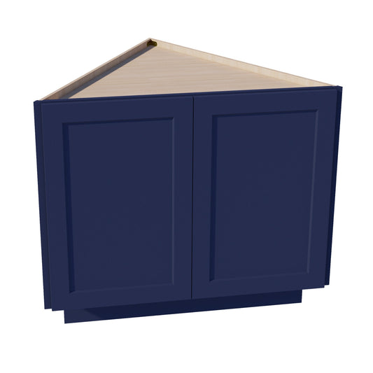 HB - BEC24: Indigo Blue Shaker 24" 2 Full Height Door Angled End Base Cabinets - NextCabinets