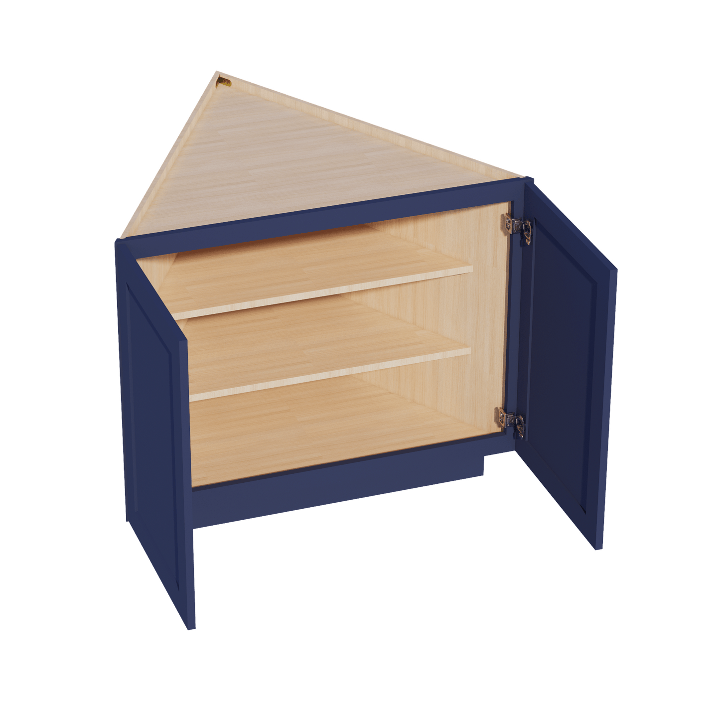 HB - BEC24: Indigo Blue Shaker 24" 2 Full Height Door Angled End Base Cabinets - NextCabinets