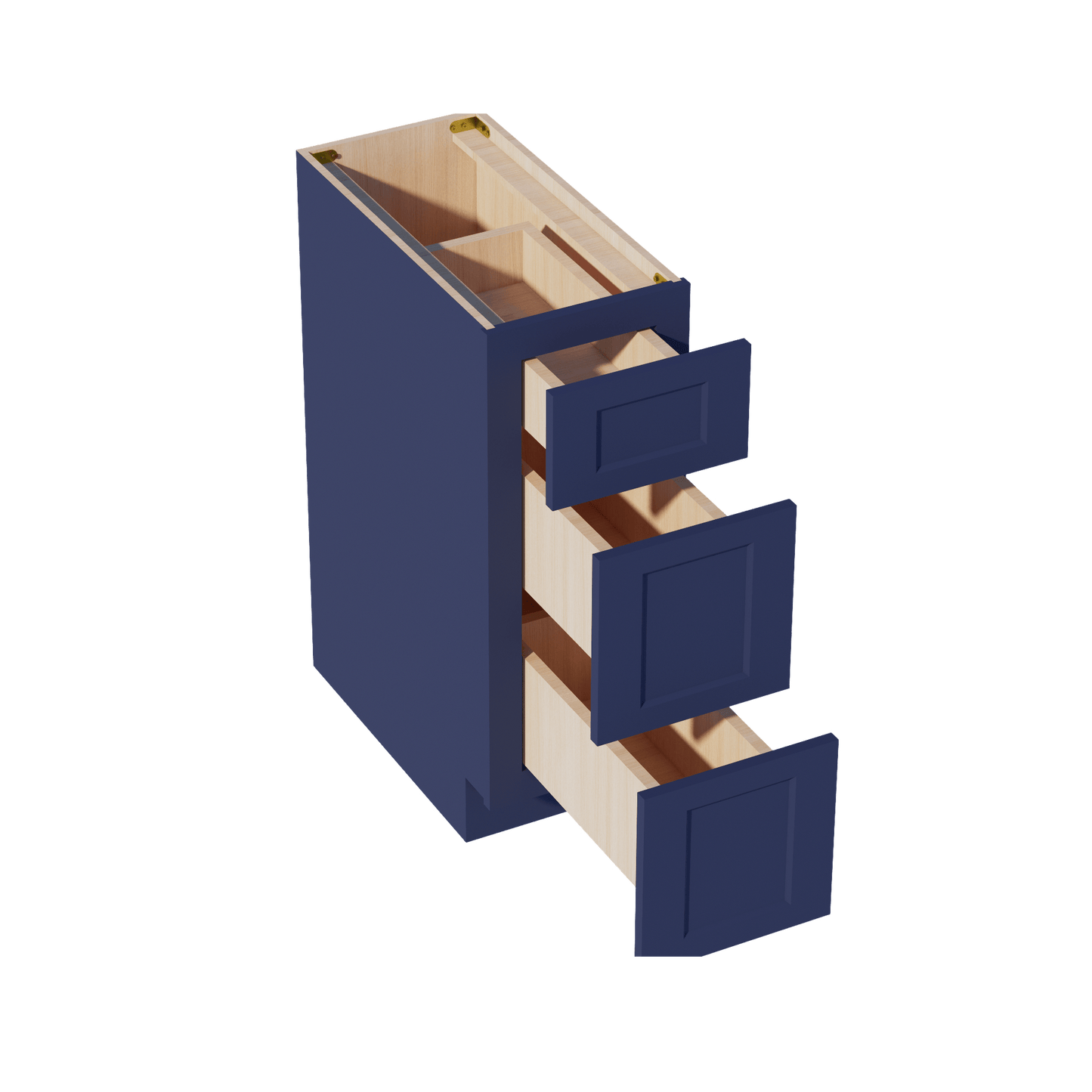 HB - DB12: Indigo Blue Shaker 12" 3 Drawers Base Cabinet - NextCabinets