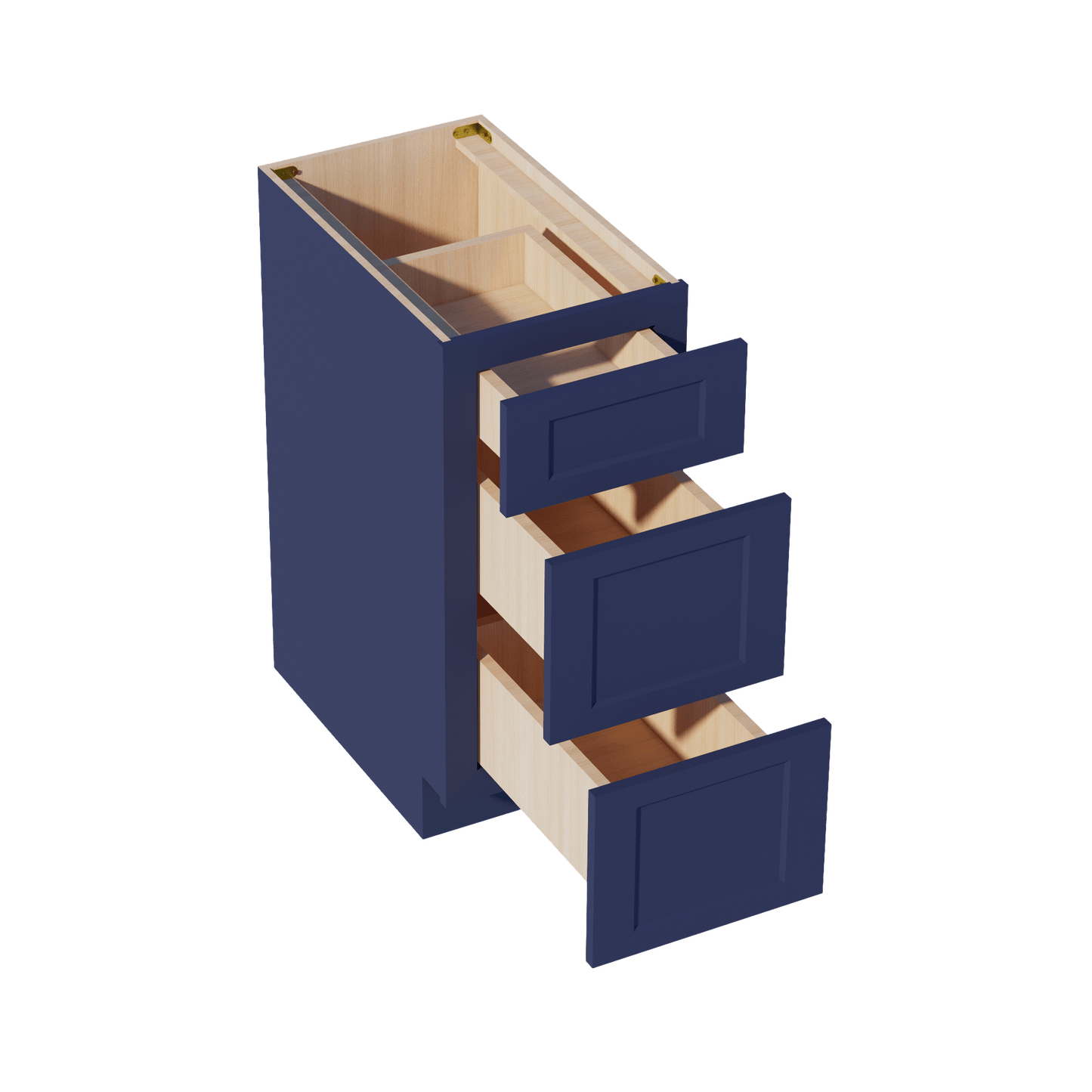 HB - DB15: Indigo Blue Shaker 15" 3 Drawers Base Cabinet - NextCabinets