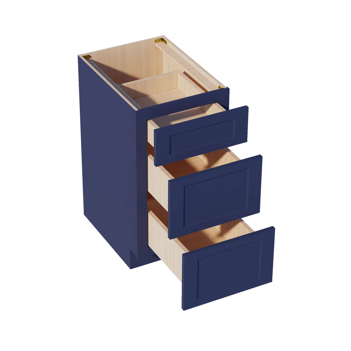 HB - DB18: Indigo Blue Shaker 18" 3 Drawers Base Cabinet - NextCabinets