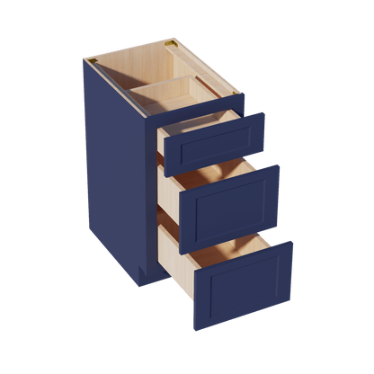 HB - DB18: Indigo Blue Shaker 18" 3 Drawers Base Cabinet - NextCabinets