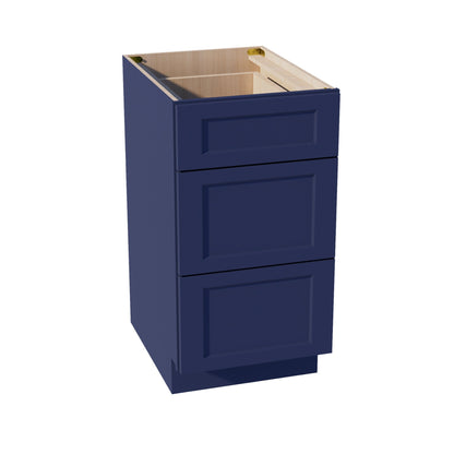 HB - DB18: Indigo Blue Shaker 18" 3 Drawers Base Cabinet - NextCabinets