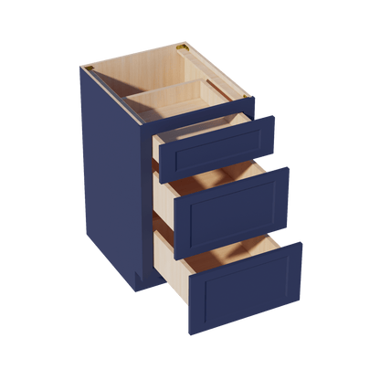 HB - DB21: Indigo Blue Shaker 21" 3 Drawers Base Cabinet - NextCabinets