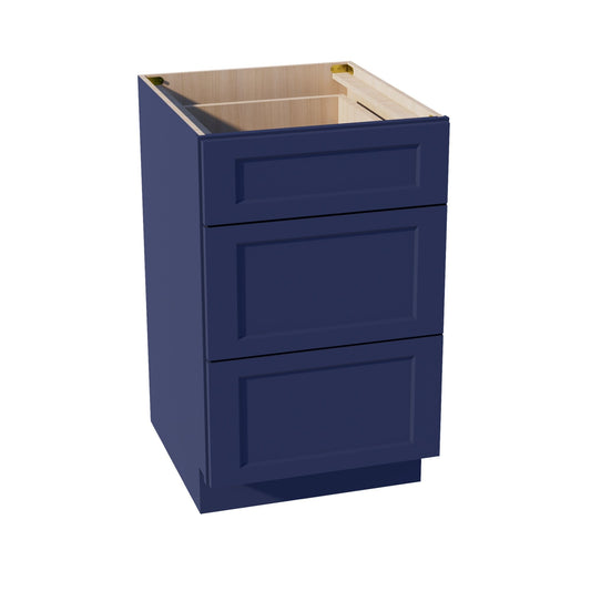 HB - DB21: Indigo Blue Shaker 21" 3 Drawers Base Cabinet - NextCabinets