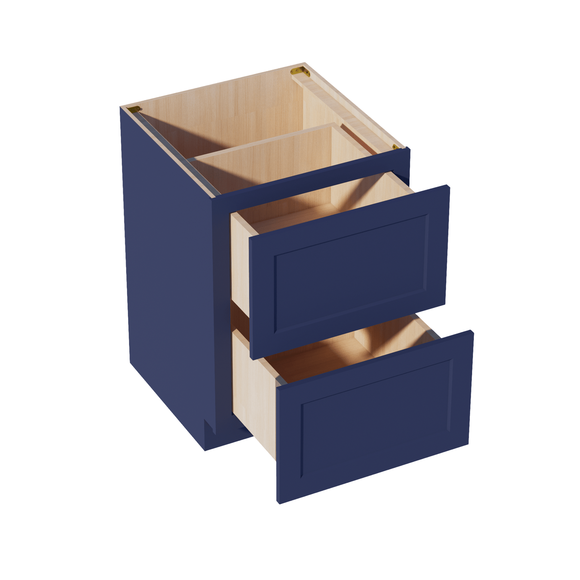 HB - DB24 - 2: Indigo Blue Shaker 24" 2 Drawers Base Cabinet - NextCabinets