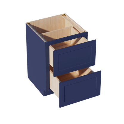 HB - DB24 - 2: Indigo Blue Shaker 24" 2 Drawers Base Cabinet - NextCabinets