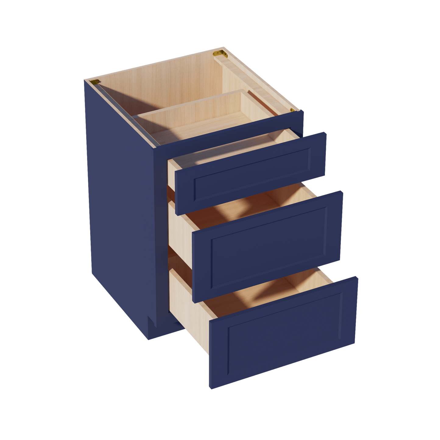 HB - DB24: Indigo Blue Shaker 24" 3 Drawers Base Cabinet - NextCabinets