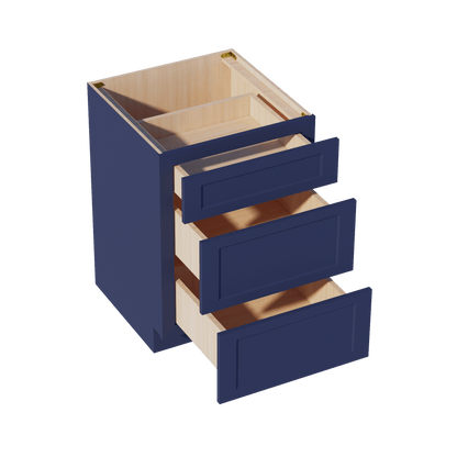 HB - DB24: Indigo Blue Shaker 24" 3 Drawers Base Cabinet - NextCabinets