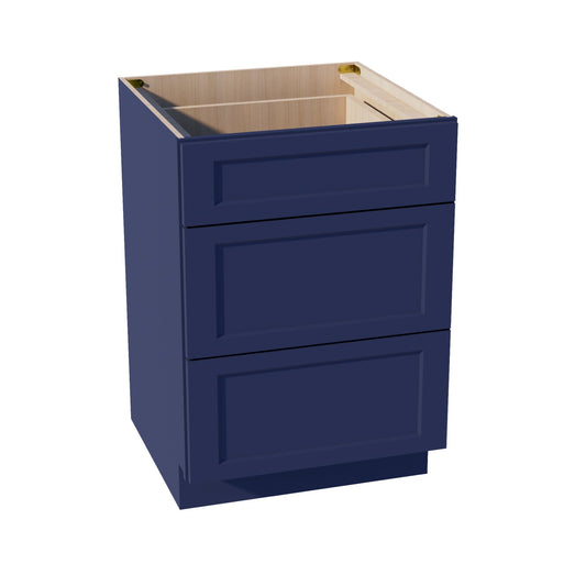 HB - DB24: Indigo Blue Shaker 24" 3 Drawers Base Cabinet - NextCabinets
