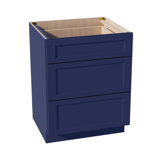 HB - DB27: Indigo Blue Shaker 27" 3 Drawers Base Cabinet - NextCabinets