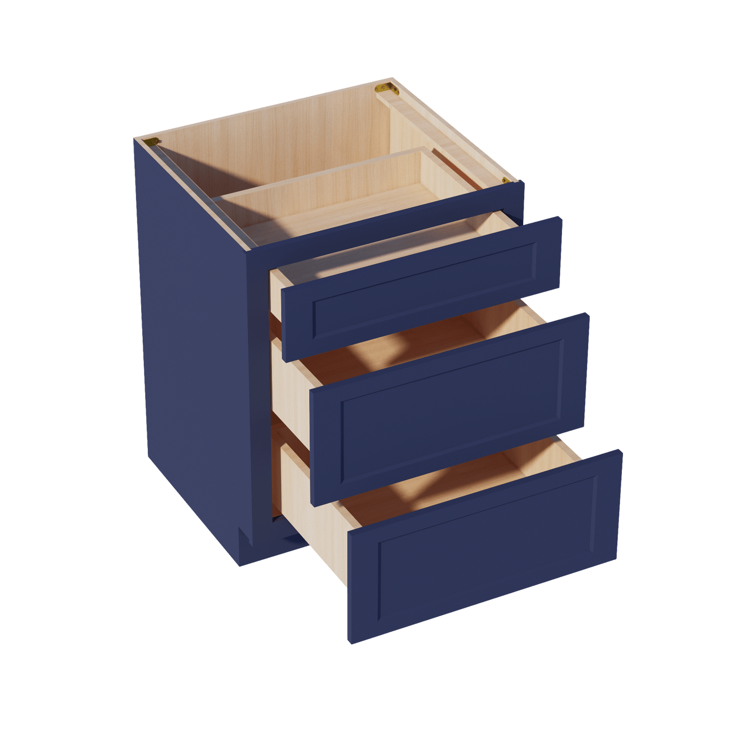 HB - DB27: Indigo Blue Shaker 27" 3 Drawers Base Cabinet - NextCabinets