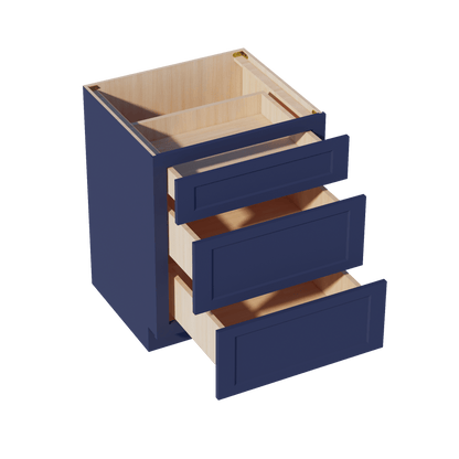 HB - DB27: Indigo Blue Shaker 27" 3 Drawers Base Cabinet - NextCabinets