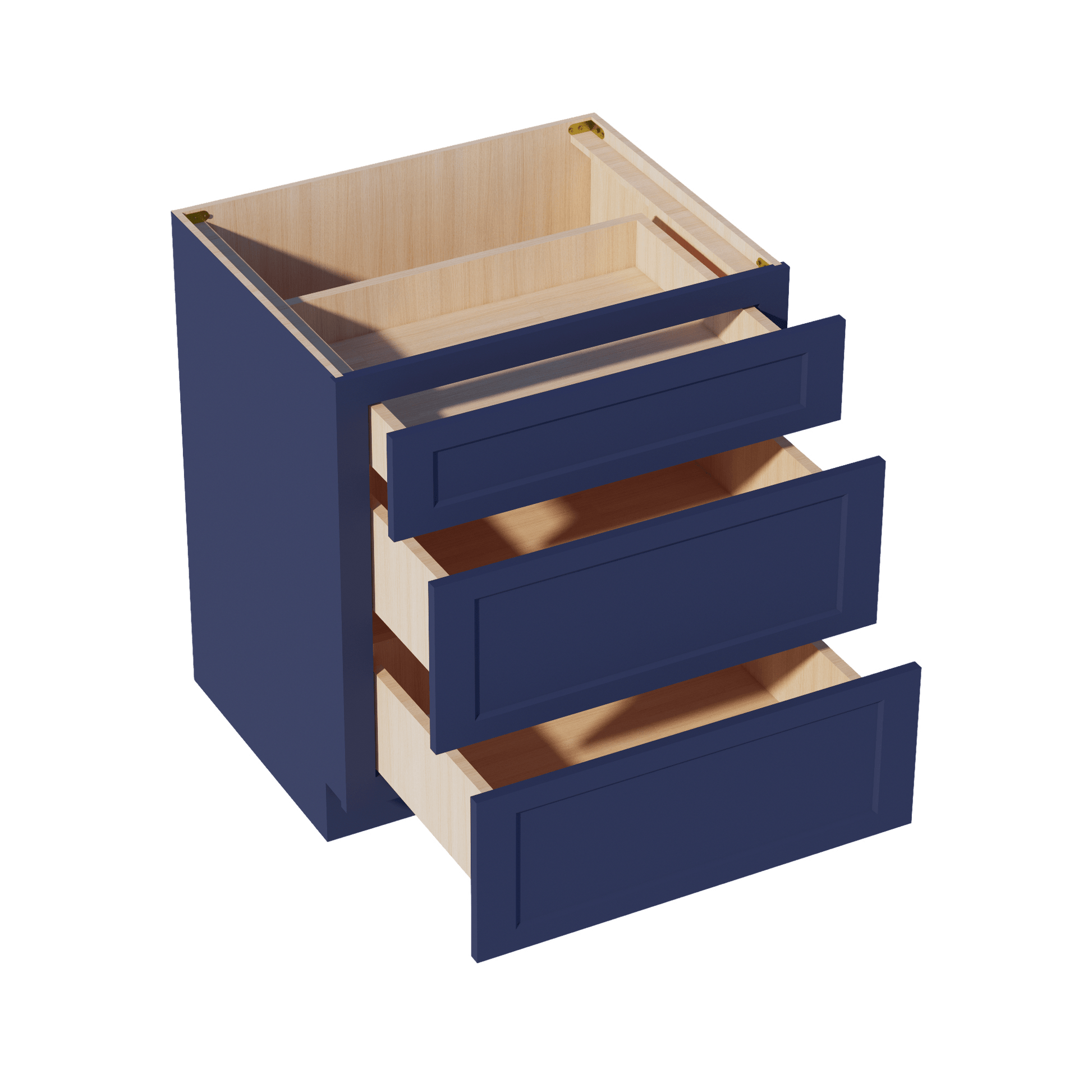 HB - DB30: Indigo Blue Shaker 30" 3 Drawers Base Cabinet - NextCabinets