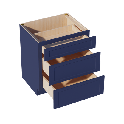 HB - DB30: Indigo Blue Shaker 30" 3 Drawers Base Cabinet - NextCabinets