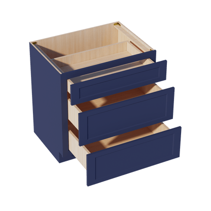 HB - DB33: Indigo Blue Shaker 33" 3 Drawers Base Cabinet - NextCabinets