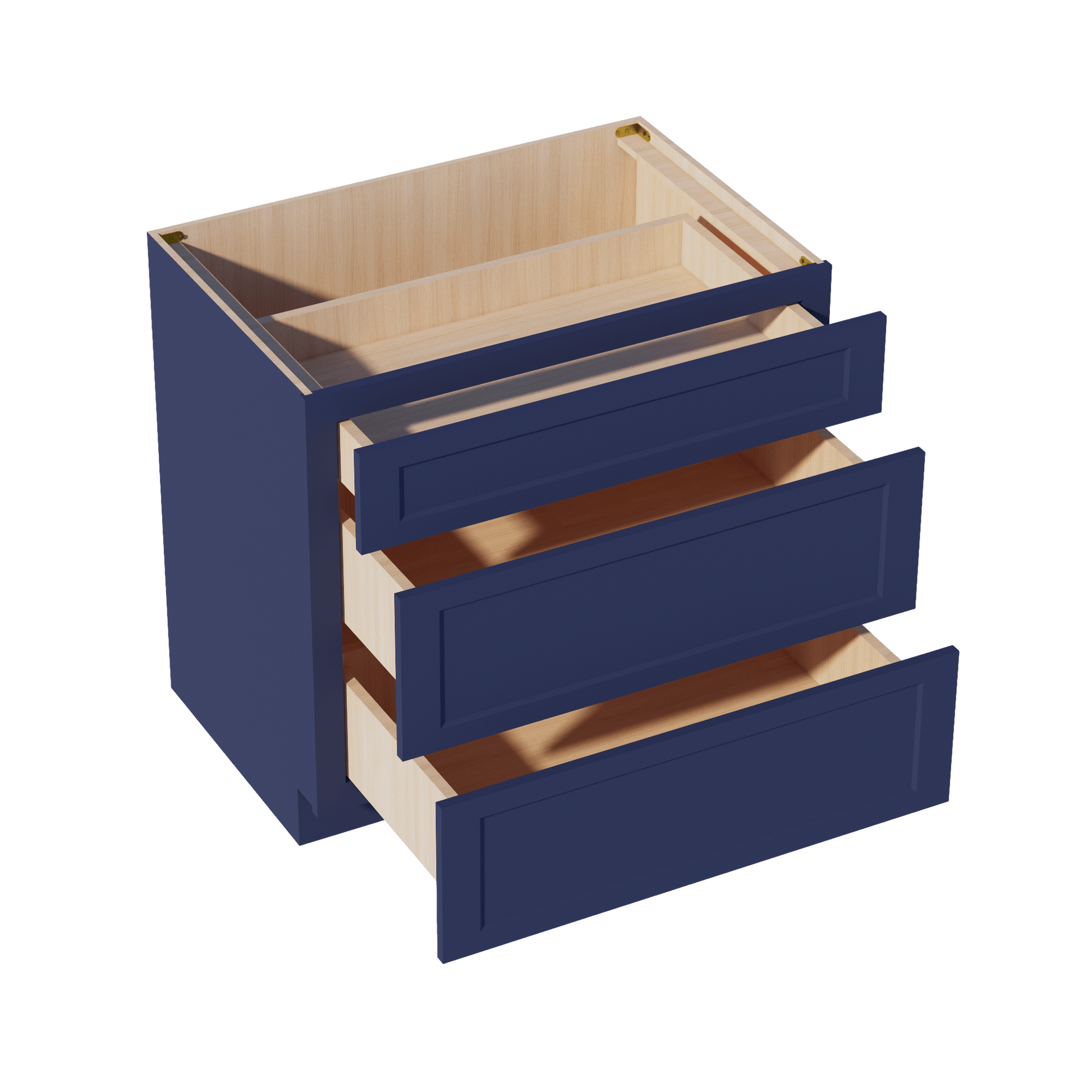 HB - DB36: Indigo Blue Shaker 36" 3 Drawers Base Cabinet - NextCabinets