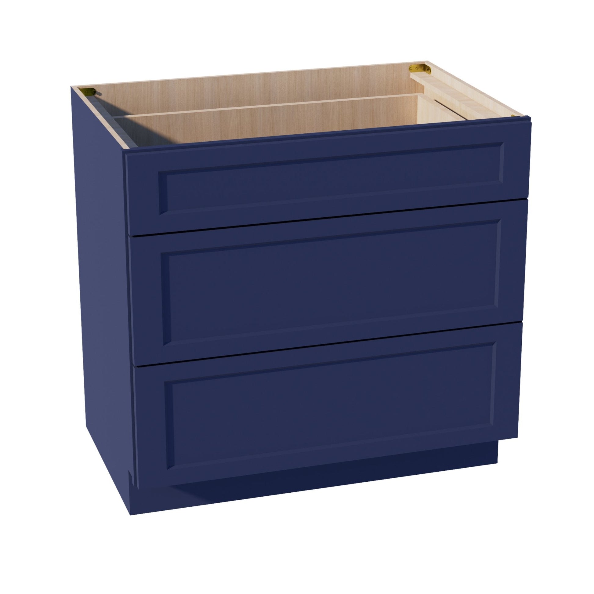 HB - DB36: Indigo Blue Shaker 36" 3 Drawers Base Cabinet - NextCabinets