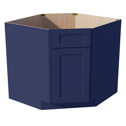 HB - DSB36: Indigo Blue Shaker 39" 1 Door 1 False Drawer Corner Sink Base Cabinet - NextCabinets