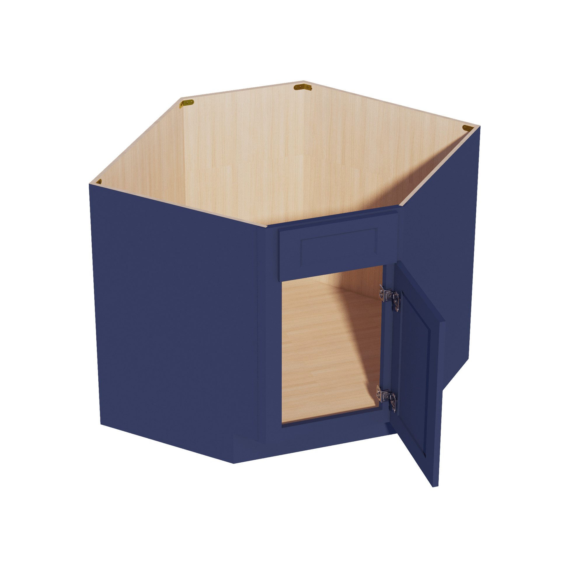 HB - DSB36: Indigo Blue Shaker 39" 1 Door 1 False Drawer Corner Sink Base Cabinet - NextCabinets